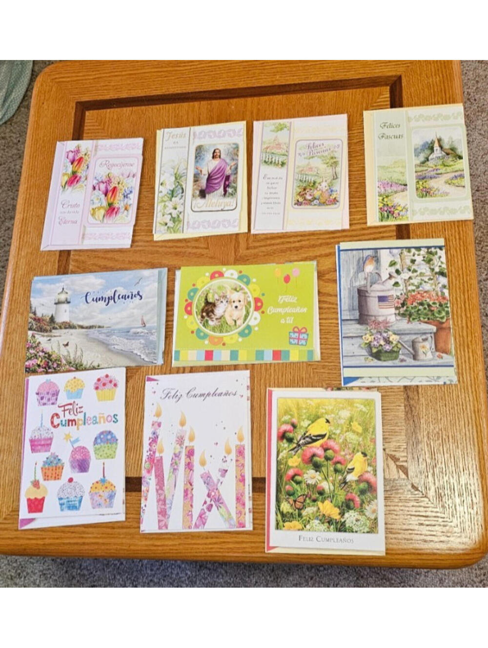 New Lot of 10  Cards   & Envelopes  in Spanish "Feliz cumpleanos " and more